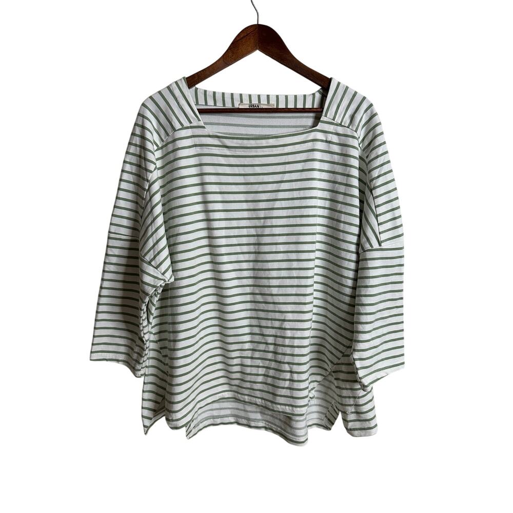 Alembika Urban Jagger Stripe Top White Green Womans 5/ US 14-16